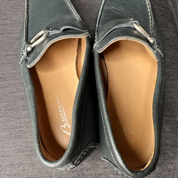 Bacco Bucci Mike Mens Leather Driving Shoes Loafer Size 9XM Navy Blue Horse Bit